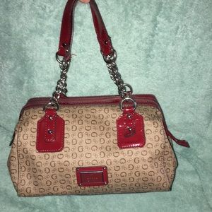 COPY - Guess red and brown beige bag purse tote